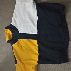 Trendy Women's Colorblock Jacket - Black, Yellow, and White
